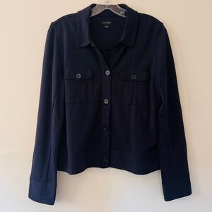 J. Jill Wherever Collection Navy Double Knit Structured Short Jacket NWOT SMALL